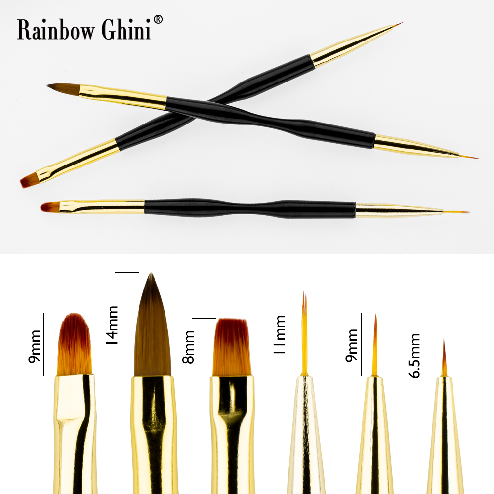 Rainbow Ghini 3Pcs/Set Dual He - đánh giá và giá Detailing Brush Set